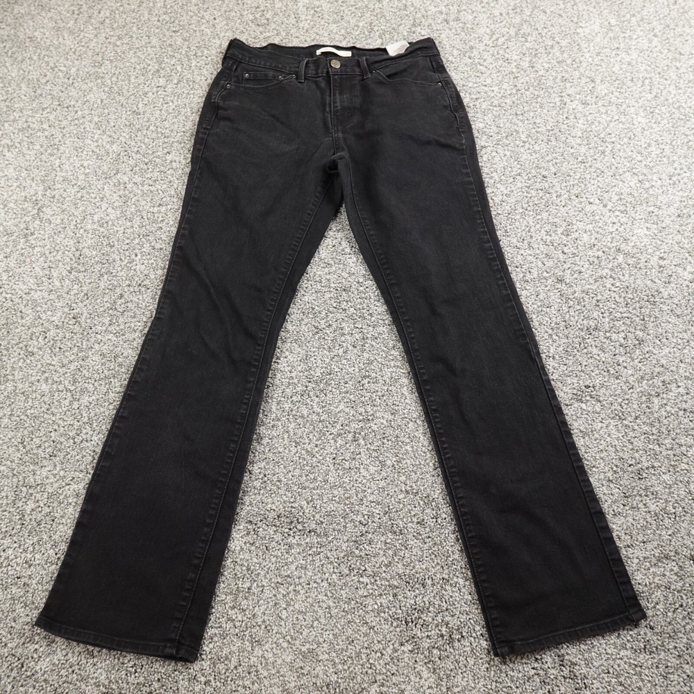 Levis Jeans Womens 29 Dark Black Denim Pants 505 Straight Workwear Stretch Flex